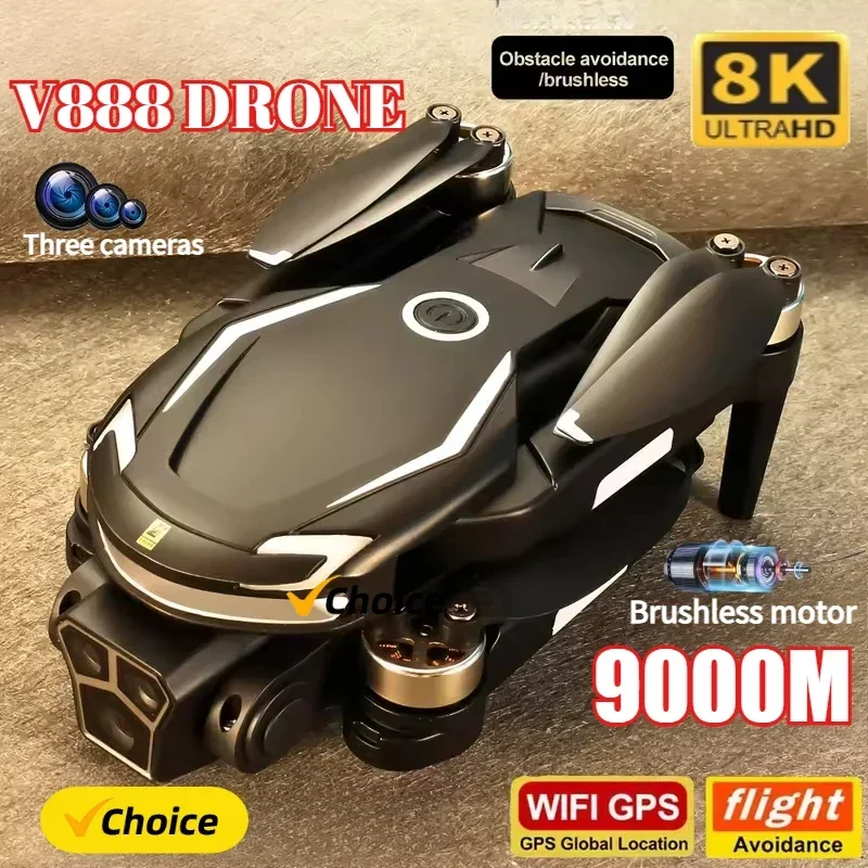 Drone Multispectral - New V888 Drone 8K GPS Triple