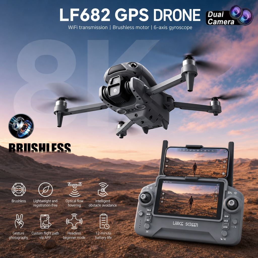 New LF682 Drone 8K Dual Camera - Drone Surveying ulasan dan harga